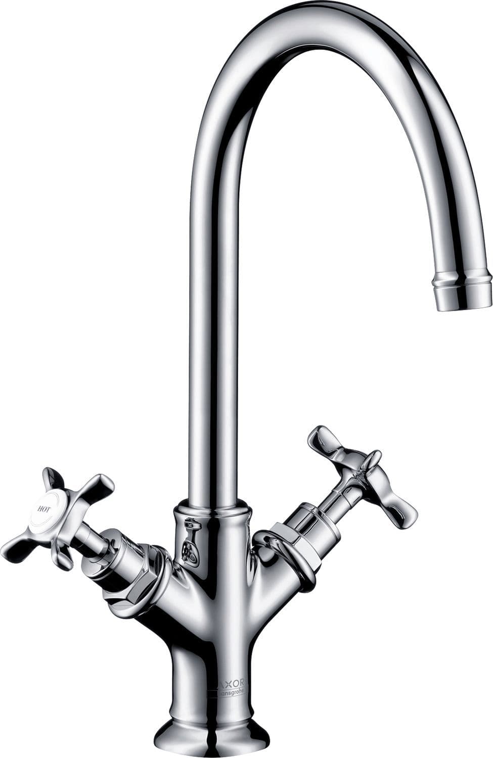 2GREEP Mengkraan lavabo montreux 210 Axor kruis draaibare uitloop automatische sluiting CHROOM