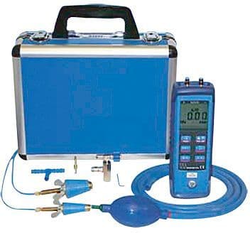 Electronische differentiaal Manometer 1000MBAR met afpersset in koffer