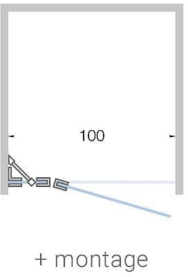 Draaideur+vast deel nis close TOT 100CM H200CM satijn-inox mat met montage
