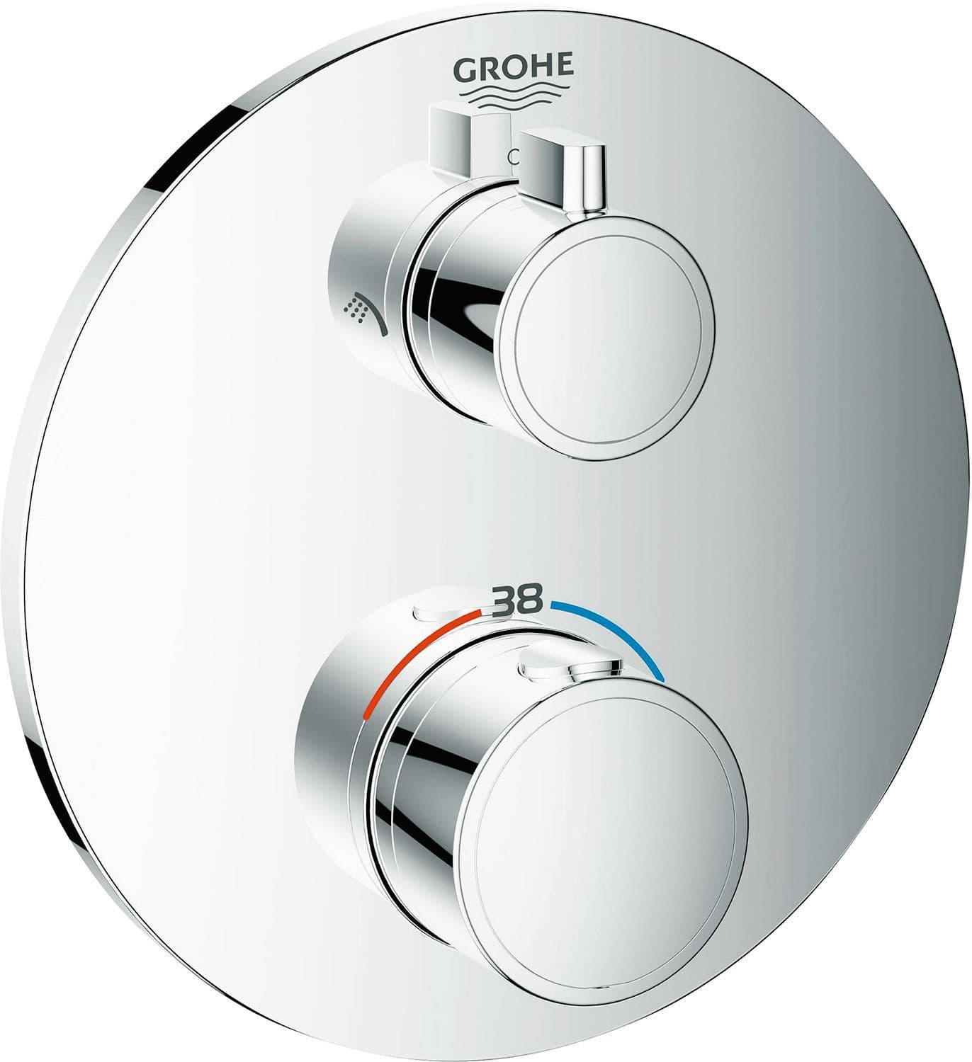 Set de finition thermostat+ inverseur grohetherm Grohe ronde chrome