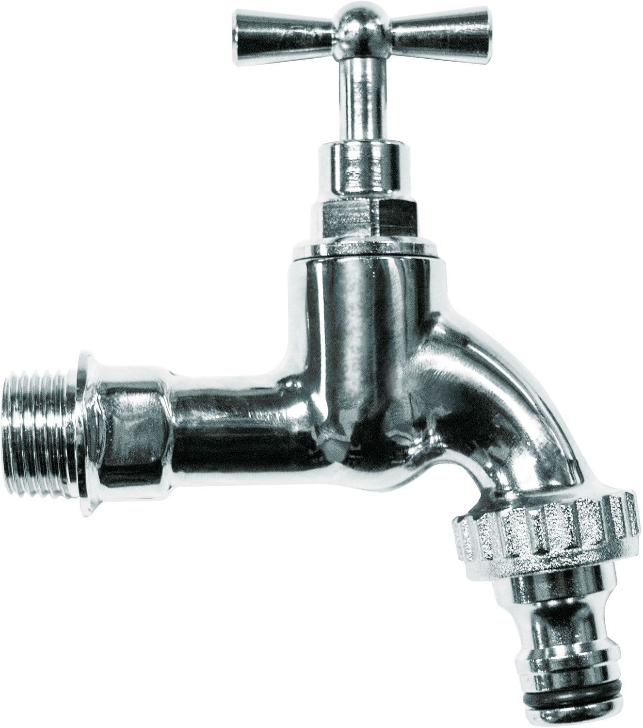 CHROOM DUBBEL DIENSTKRAAN ZW.MODEL 1/2" + GARDENA