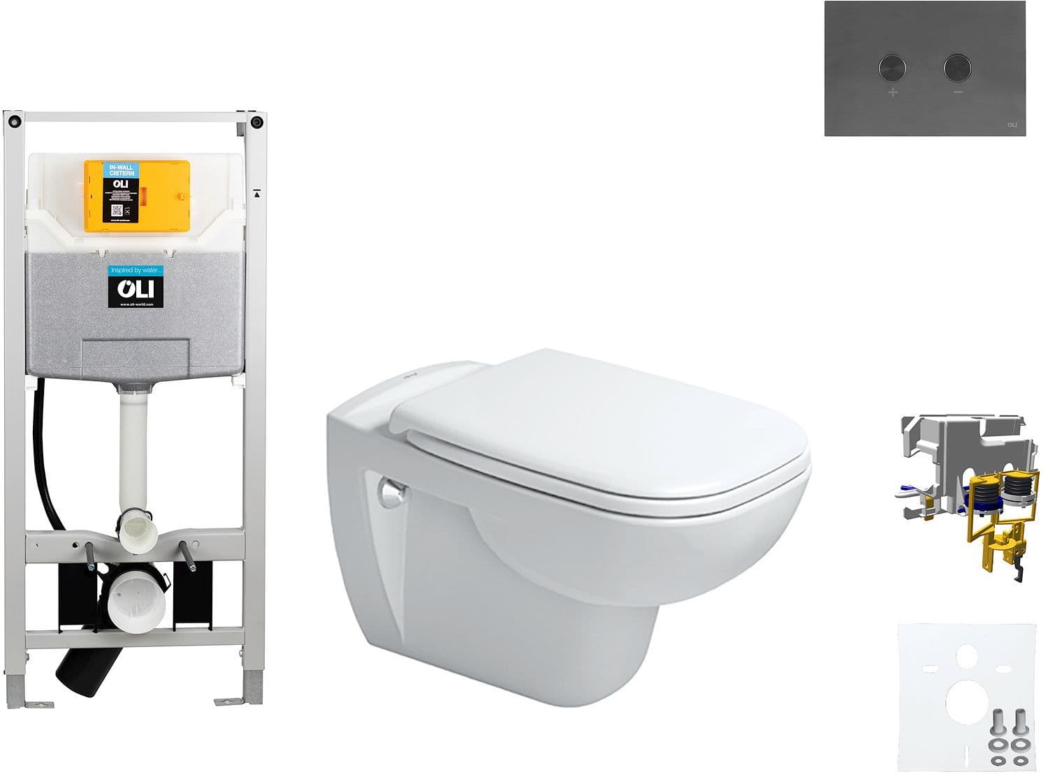 WALLFIX OLI HANGWC D-CODE DURAVIT CODE SOFT-CLOSE BLINK GUN METAL