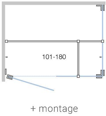 Draaideur met zijdeel+ zijpaneel close TOT 180CM H200CM satijn-inox mat+ montage