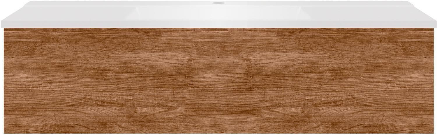Sous Meuble COFFEE 1 tiroir 120 tectona Decor cannelle+lavabo blanc