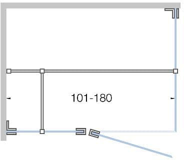 DRAAIDEUR M.VAST DEEL+ZIJPANEEL TOT 180CM HOOGTE 200CM INOX-TIMELESS