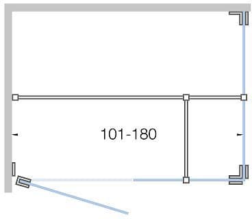 Porte pivotante avec paroi annexe+paroi laterale close <180CM H 200CM inox-clair