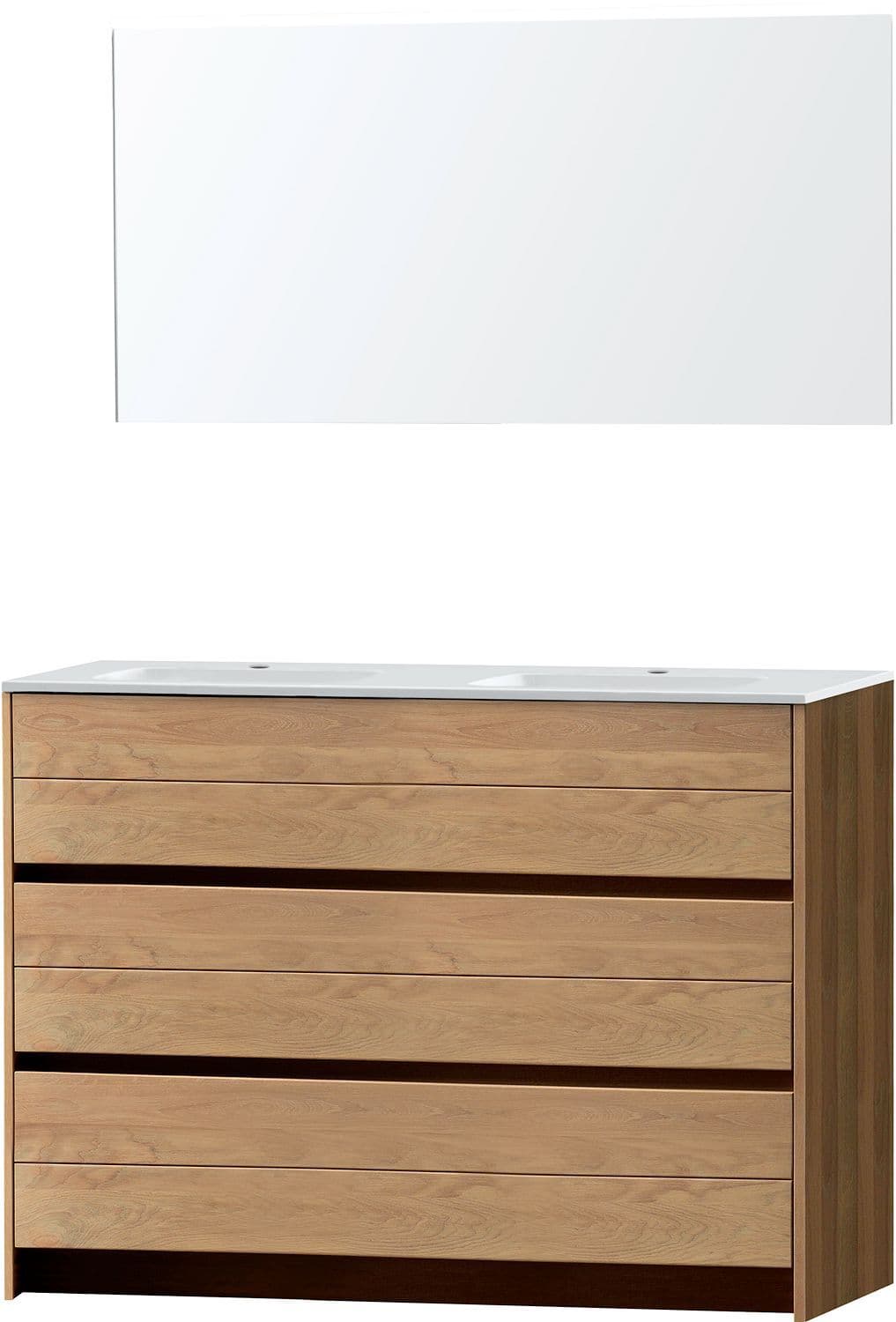 Meuble Molto sol CHENE massif duo 140 marbre SYNTHETIQUE miroir