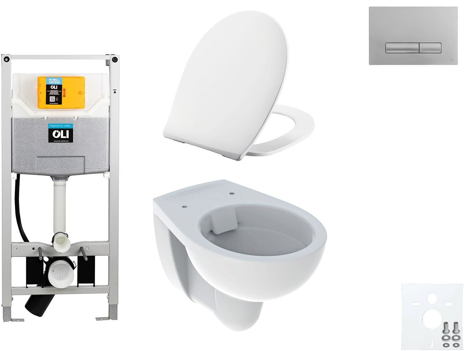 WALLFIX OLI HANGWC BASTIA RIMFREE PRESSALIT T SOFT-CLOSE + LIFT-OFF GLAM MAT CHROOM