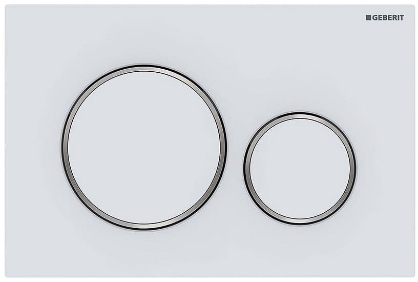 Duwplaat 2-TOETS SIGMA20 Geberit mat WIT met glanzend CHROOM designring easy-to-clean