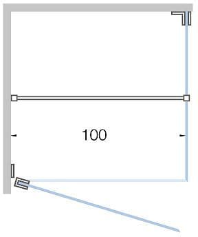 Draaideur+zijpaneel hoek close tot 100CM hoogte 200CM chroom-timeless