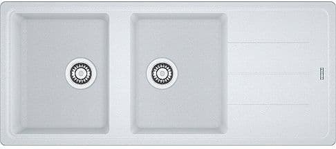 Evier a encastrer Basis Franke 2 bac+egouttoir 116X50 Metal blanc