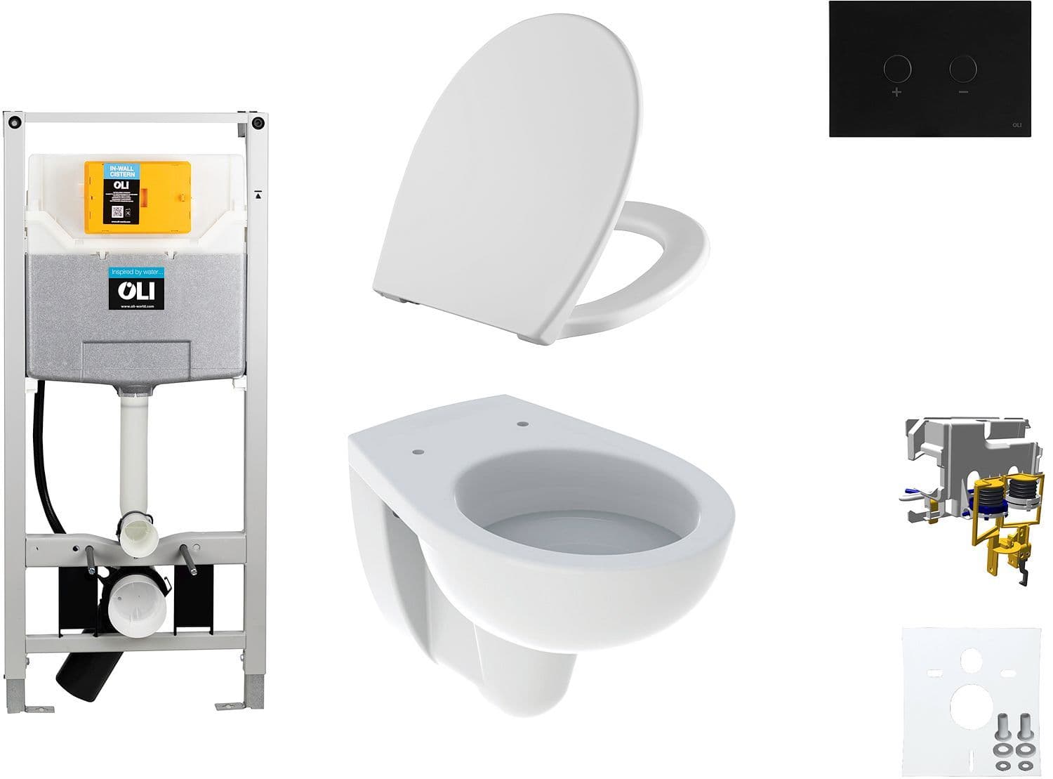 WALLFIX OLI HANGWC BASTIA D600 SOFTCLOSE + LIFT-OFF BLINK ZWART