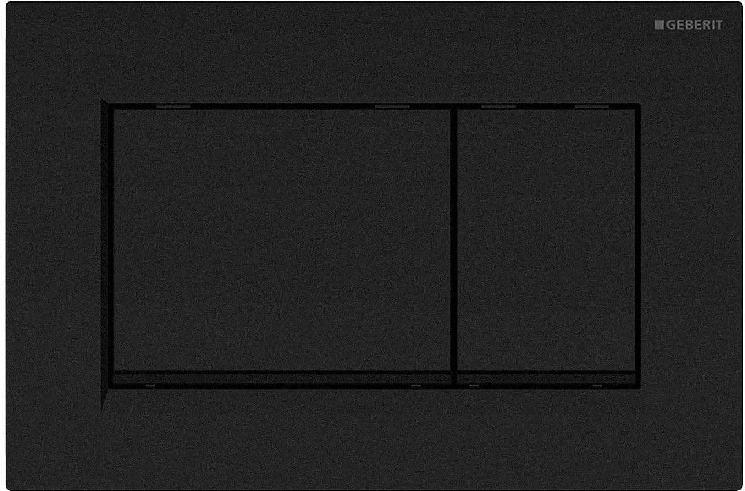Plaque de commande 2 touches SIGMA20 CARRE Geberit Noir mat-noir avec BANDES design en noires