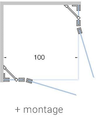 Porte pivotante avec parti Fix acces d'angle close jusqu'a 100CM H200CM clair-noir mat+ montage