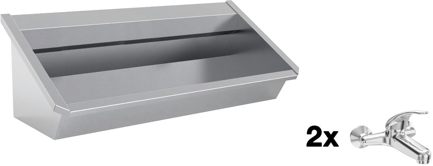 Auge mural sanilav intersan 120CM inox 2 mitigeurs