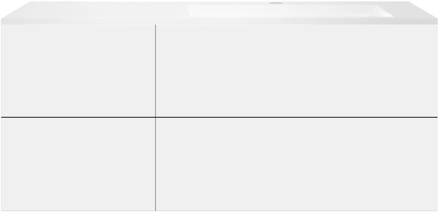 ONDERBOUW COFFEE 4 LADES 140 MAT WIT+WASTAFEL RECHTS KUNSTMARMER MAT WIT