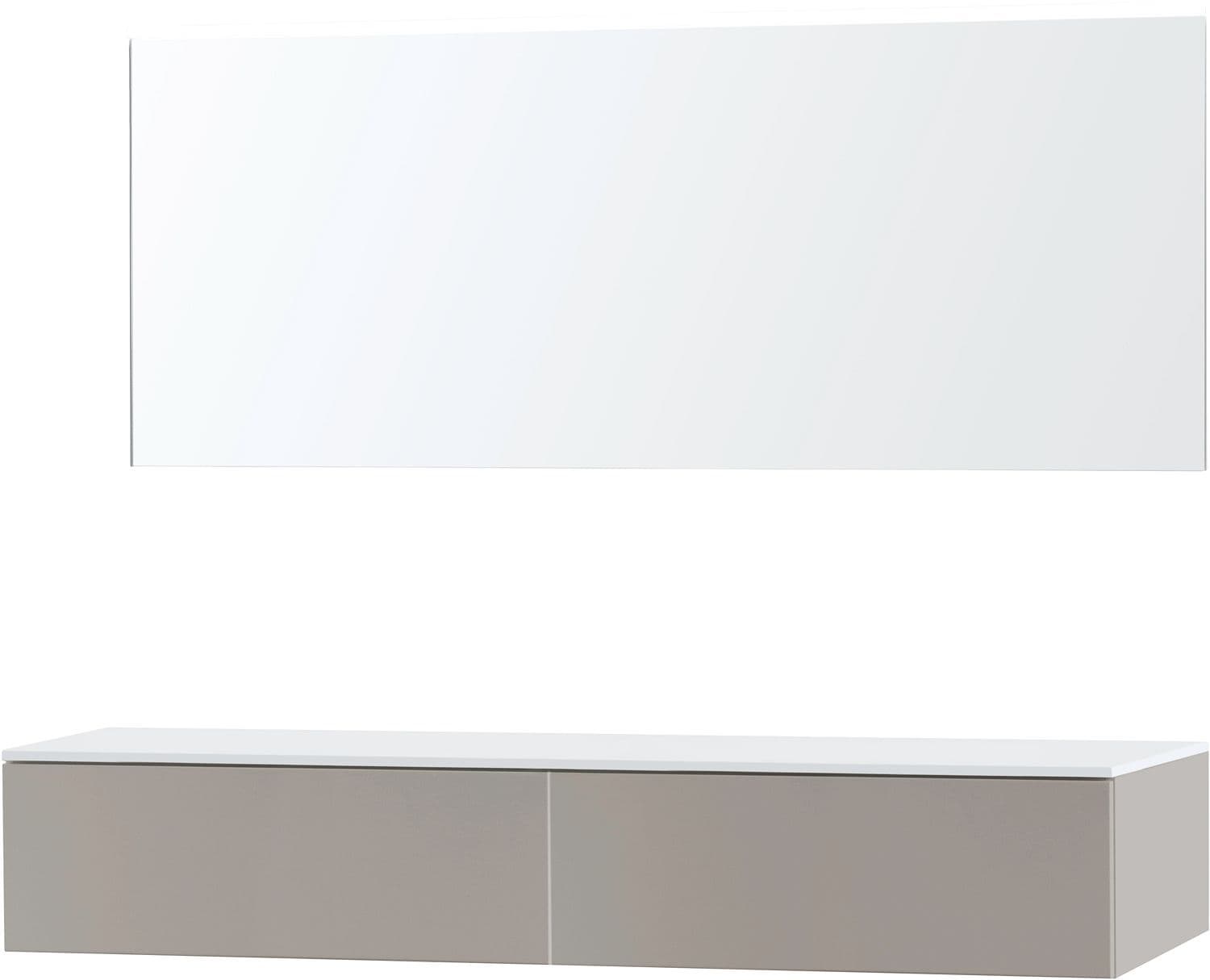Meuble puro duo Gris 180 1 tiroir Solid a poser miroir