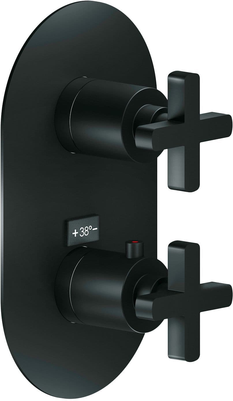 Set de finition thermostat+inverseur lira nobili Noir mat