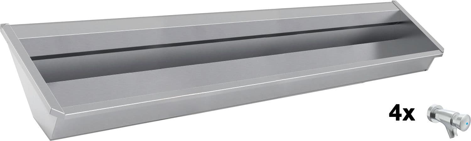 Muurwasgoot sanilav intersan 240CM rvs 4 zelfsluitende kranen