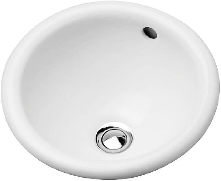 Vasque a encastrer bali Duravit diametre 335MM sans plage robinet +trop-plein blanc