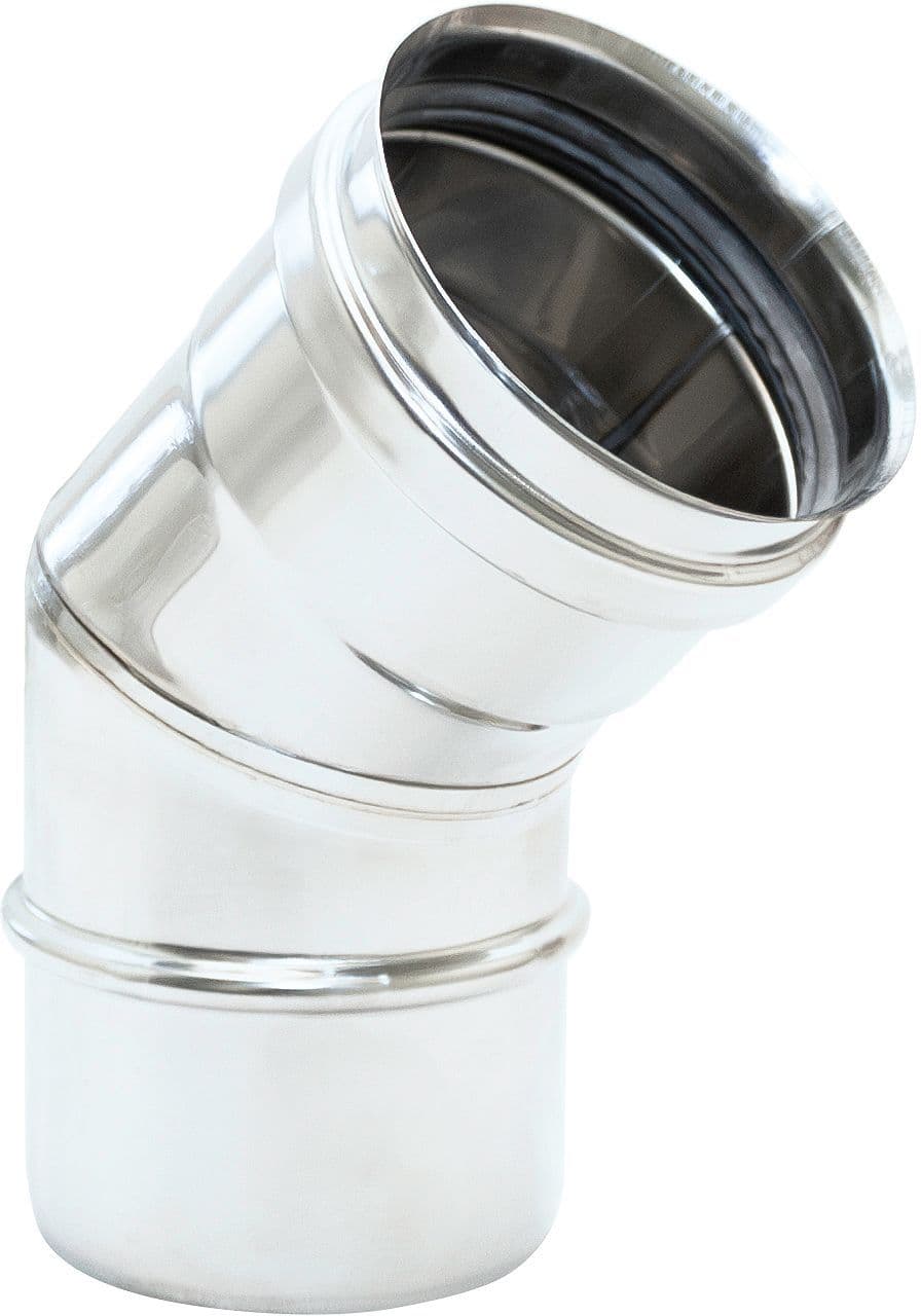 Uniflow coude 80MM 45° inox