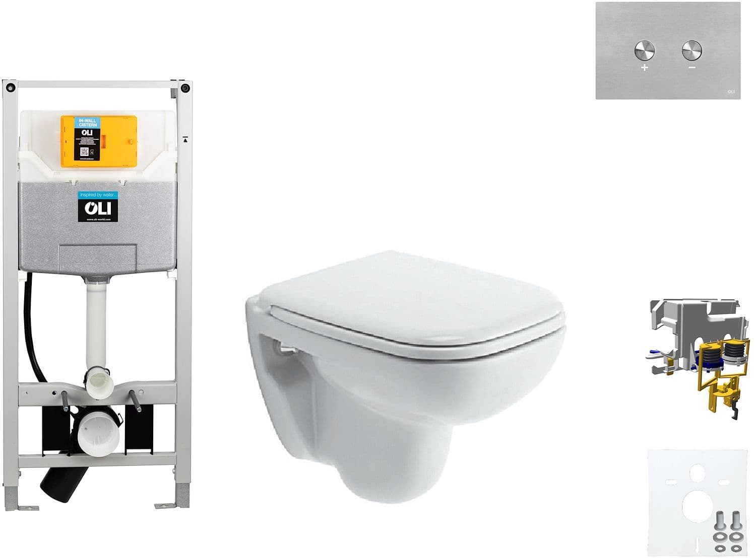 Wallfix oli wc suspendu D-Code Compact Duravit code blink inox