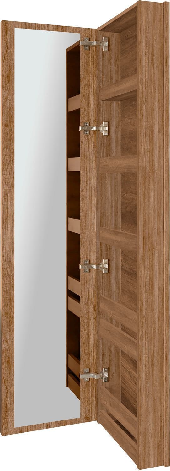 Commode miroir COFFEE etroite 1 porte droite 40 tectona Decor cannelle