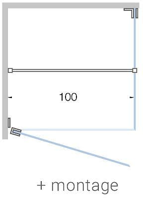 Porte pivotante+paroi laterale angle close jusqu'a 100CM H200CM satin- inox mat+ montage