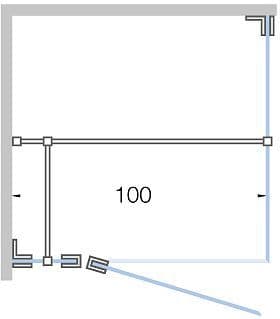 Porte pivotante avec parti fix+paroi lateral close <100CM H 200CM inox-satin