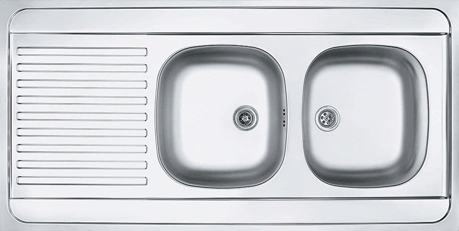 Evier a poser man Franke 2 bac+egouttoir 120X60 avec siphon+ Set de vidage inox