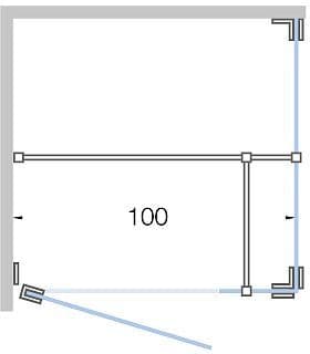 Draaideur met zijdeel+zijpaneel close tot 100CM hoogte 200CM chroom-satin