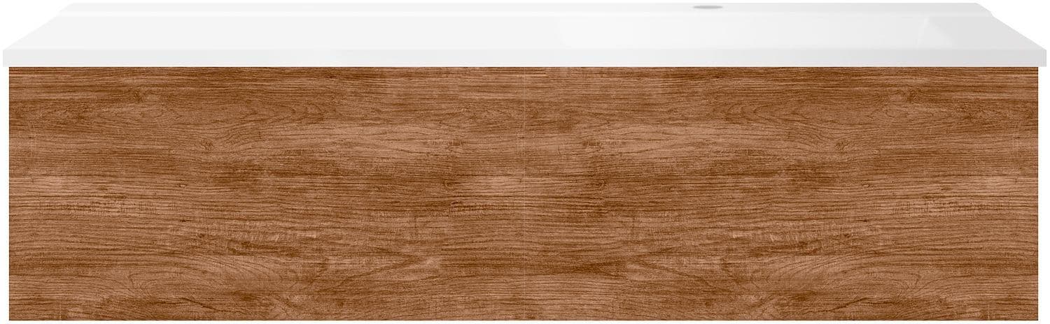 Sous Meuble COFFEE 1 tiroir 120 tectona Decor cannelle+lavabo droite blanc mat