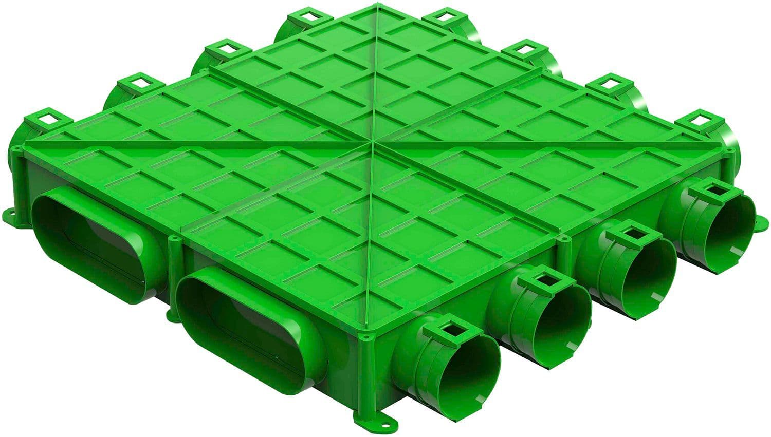 Caisson de distribution conduits flexible sol 12X63 pour 2XCONDUIT oval DucoFlex