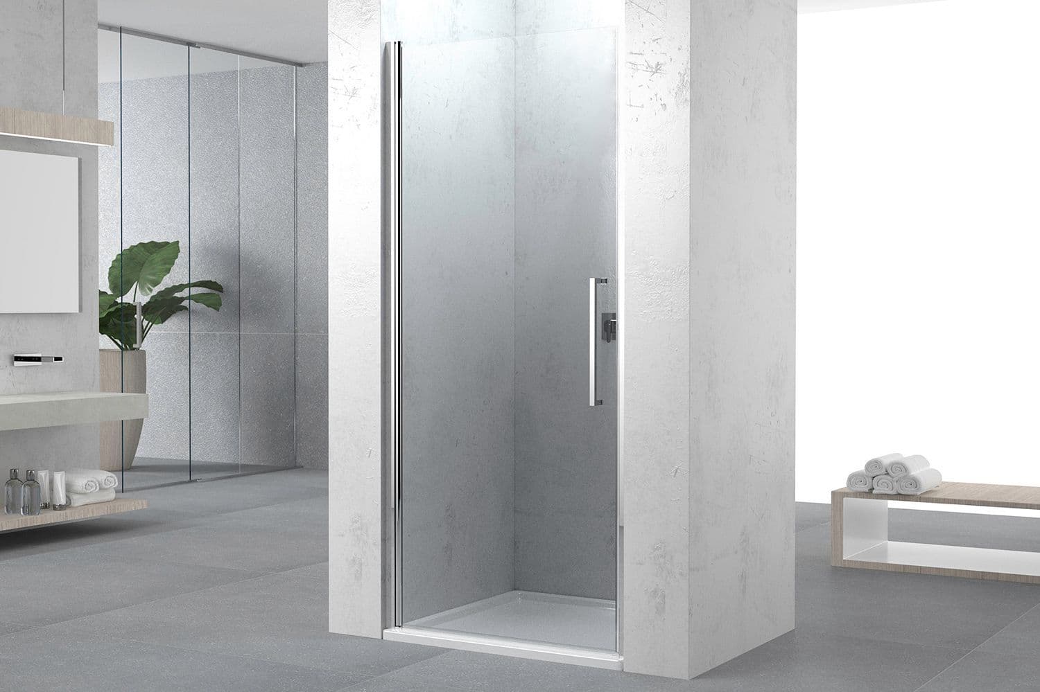 Porte pivotante niche swing 87-91 H200 chrome-clair