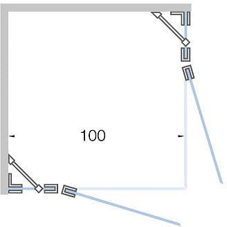 Porte pivotante avec parti Fix acces d'angle <100CM H 200CM blanc mat-clair