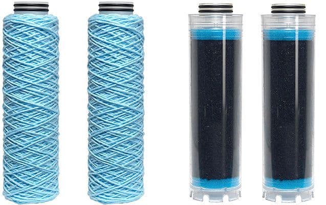 Kit cartouches avec 2X Fin et 2X charbon actif + joints pour PLUVIO BWT >2015 +b'drain