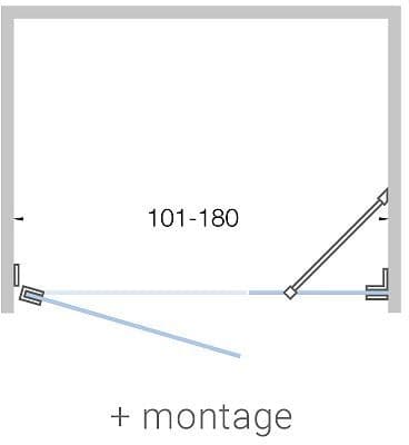 Porte pivotante+paroi annexe niche close 101-180CM H200CM clair-inox mat avec montage