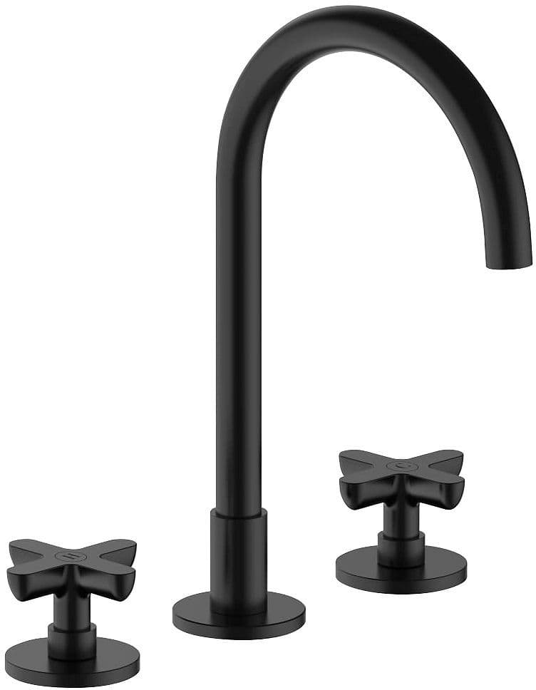 3 Trous mitigeur lavabo icona classic fantini sans vidage saille 160MM Noir mat
