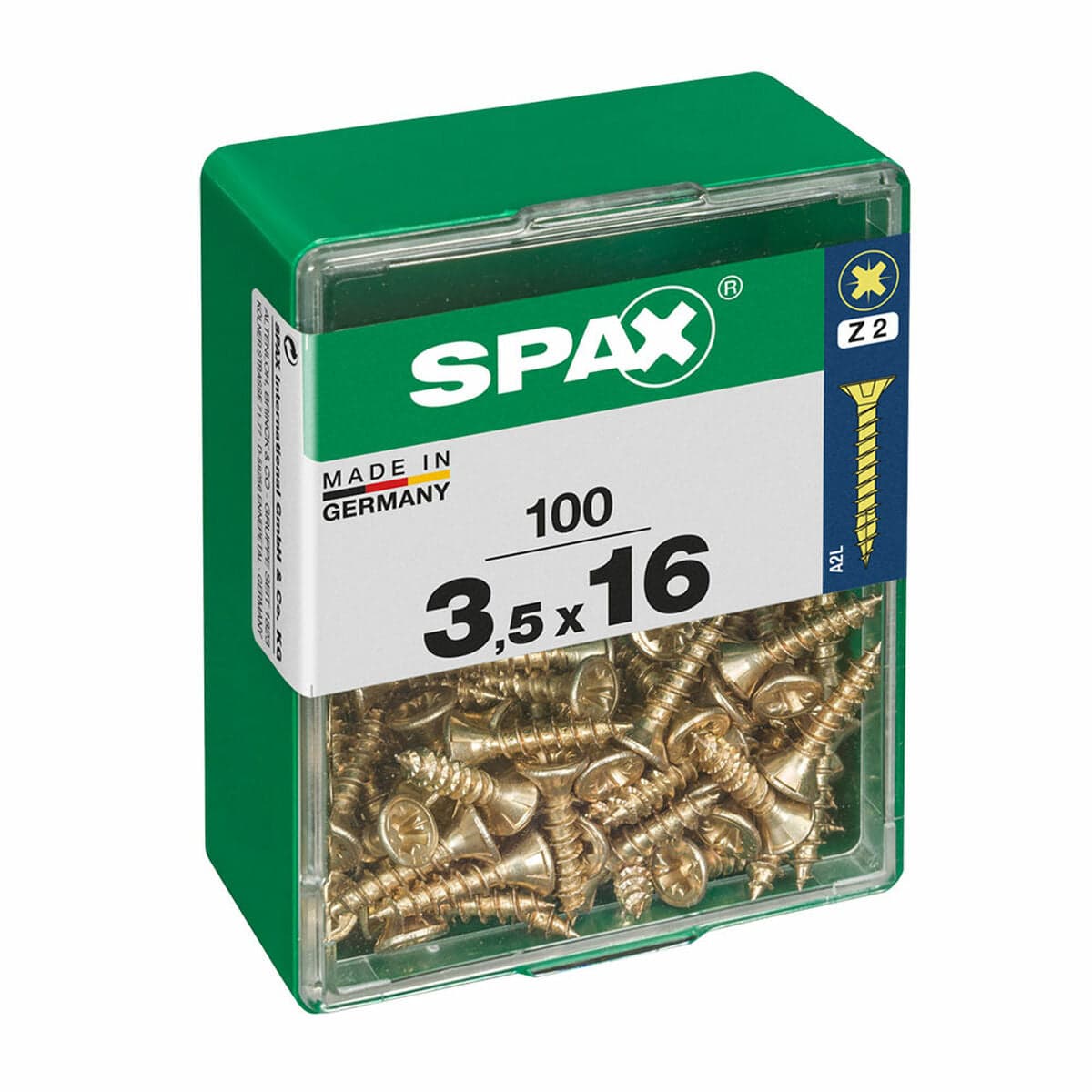 Boîte de vis tête plate SPAX 3,5 x 16 mm (100 pièces)