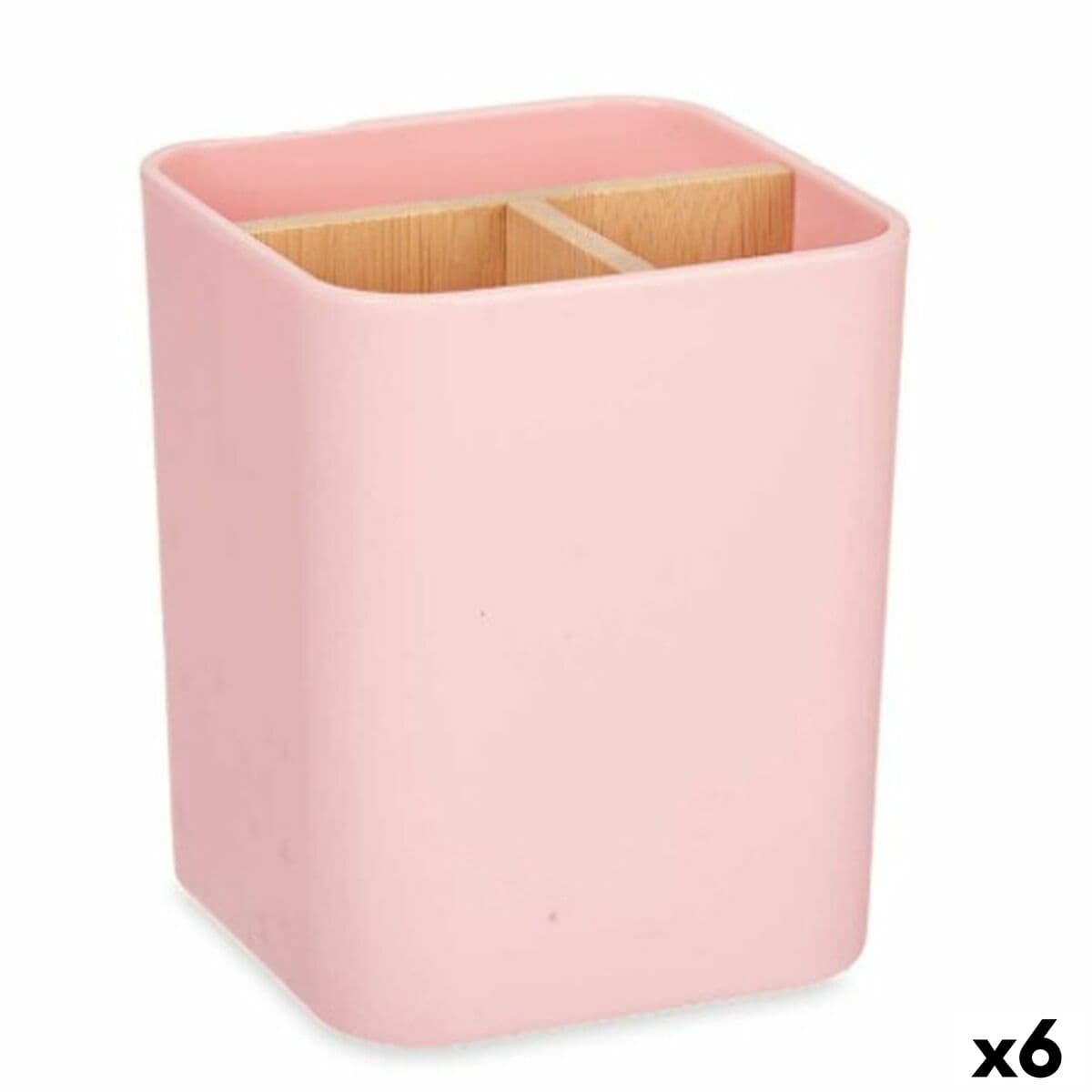 Berilo Zahnbürstenhalter Rosa Bambus Polypropylen 9 x 11 x 9 cm (6 Stück)