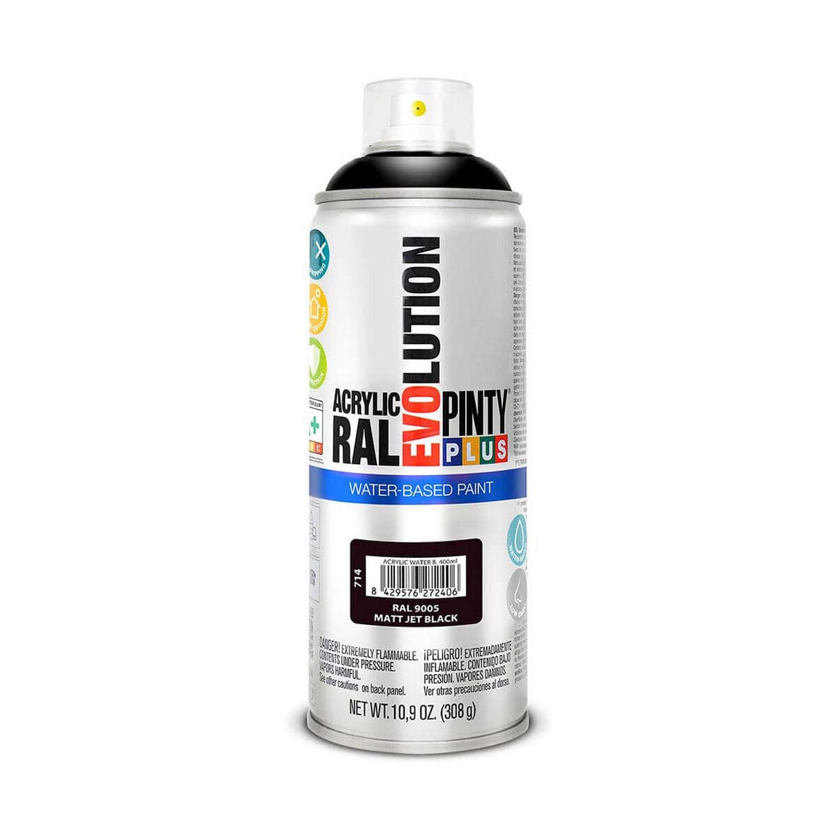 Pintyplus Evolution Sprühlack RAL 9005 400 ml Matt Wasserbasis Tiefschwarz
