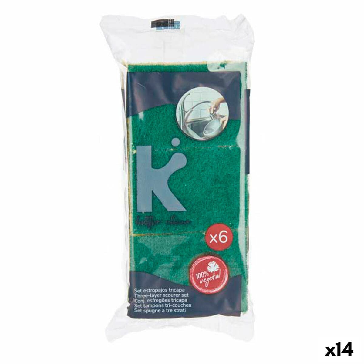 Scheuerschwämme-Set Gelb Grün Zellulose Scheuerfaser (14 Stück)