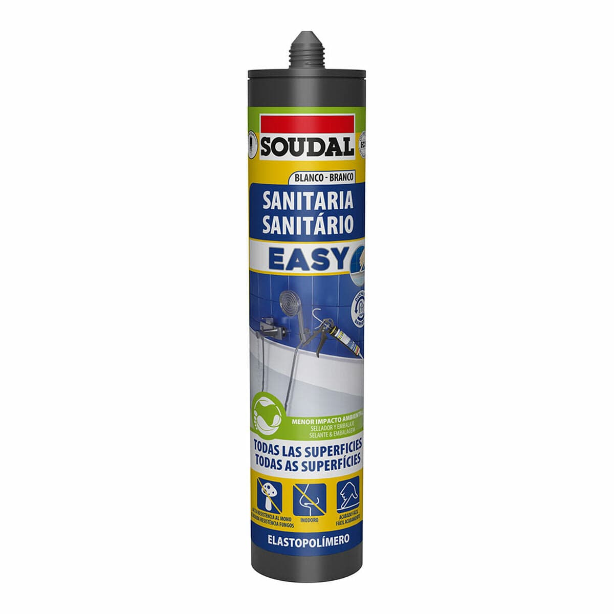 Mastic d'étanchéité Soudal Easy 158090 baignoires blanc 290 ml