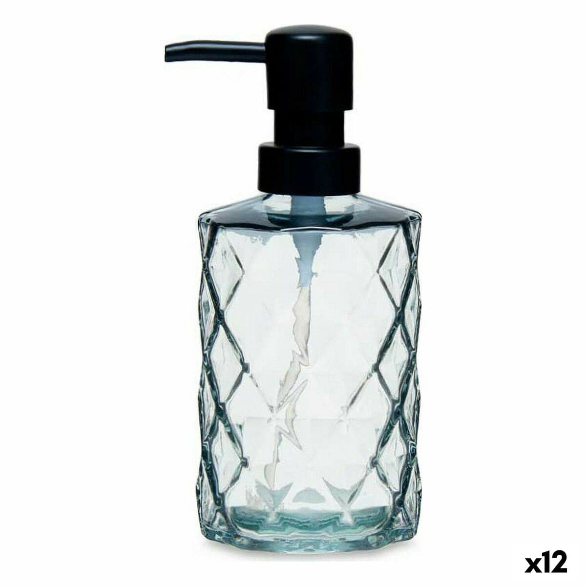 Soap Dispenser Berilo Black Crystal Plastic Diamond 360-410 ml 9 x 18 x 7 cm (12 Units)