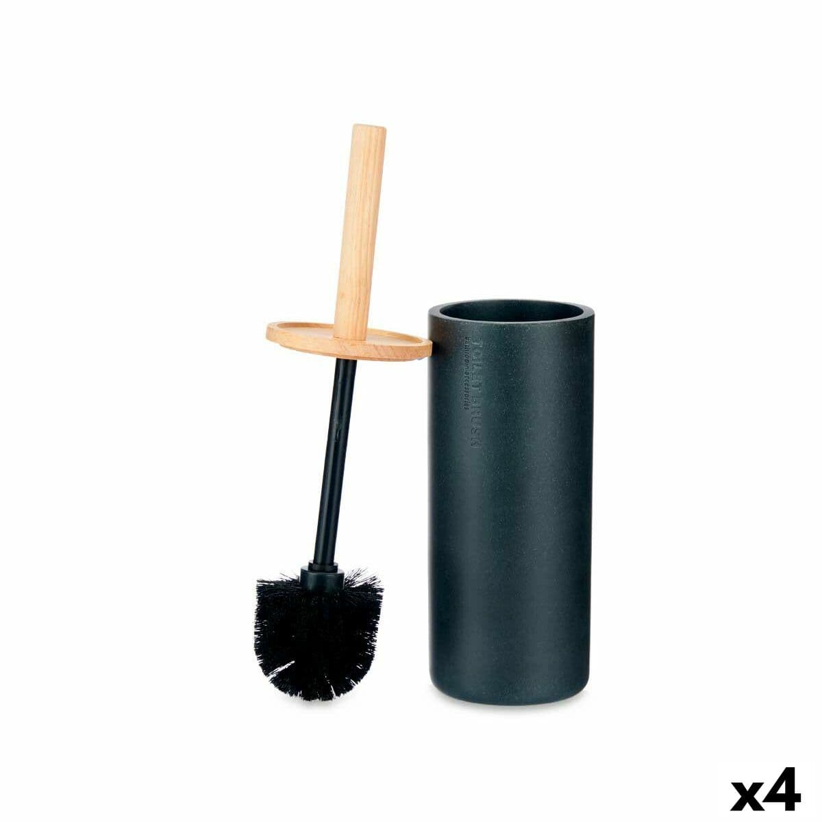 Brosse WC Berilo Noir Bois Résine 10,2 x 38 x 10,2 cm (4 Unités)
