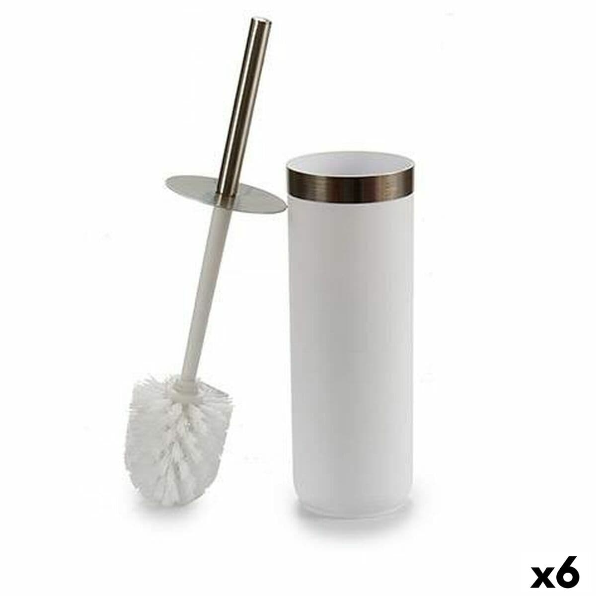 Toilet Brush Berilo White Silver Plastic 9.5 x 38.5 x 9.5 cm (6 Units)