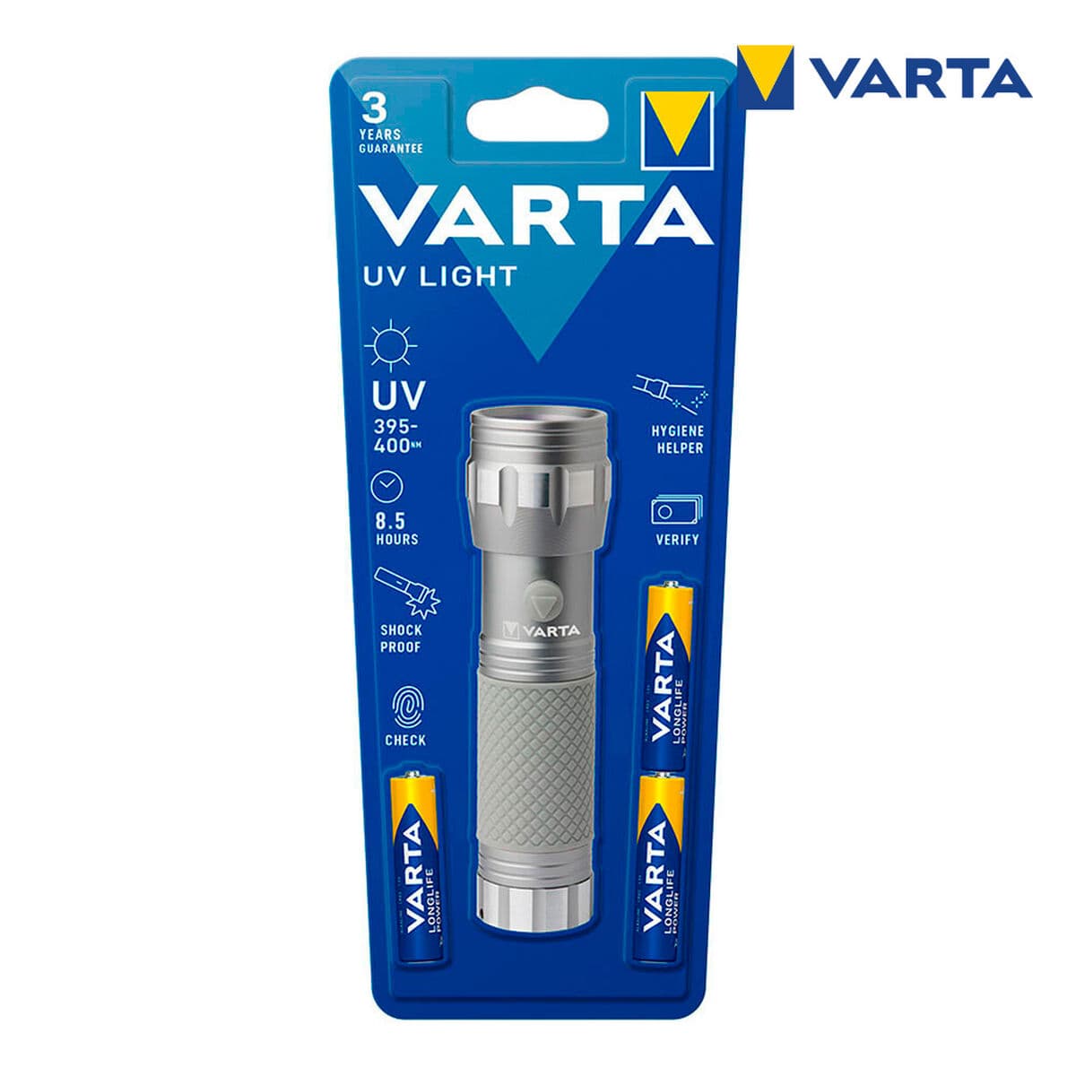 Varta UV Zaklamp Grijs Aluminium