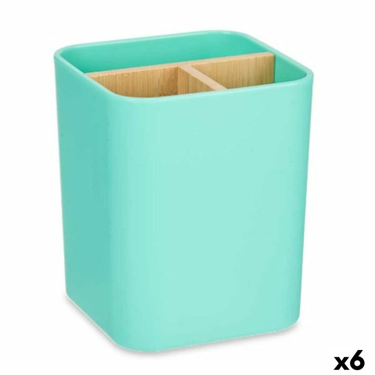 Tandenborstelhouder Berilo Groen Bamboe polypropyleen 9 x 11 x 9 cm (6 Stuks)