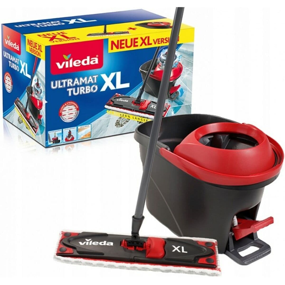 Vileda Ultramat Turbo XL Mop with Bucket Black Red Microfibre