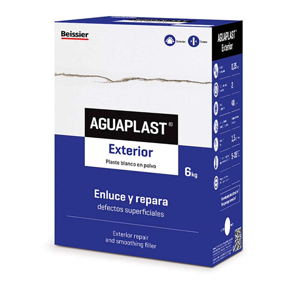 Poederplamuur Aguaplast 70034-002 Exterior 6 Kg Wit
